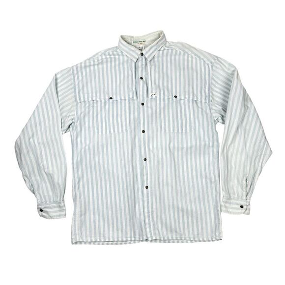 Georges Marciano for SOON Denim Striped Shirt Size 1 Made In USA Vintage 80s 90s - Picture 1 of 7